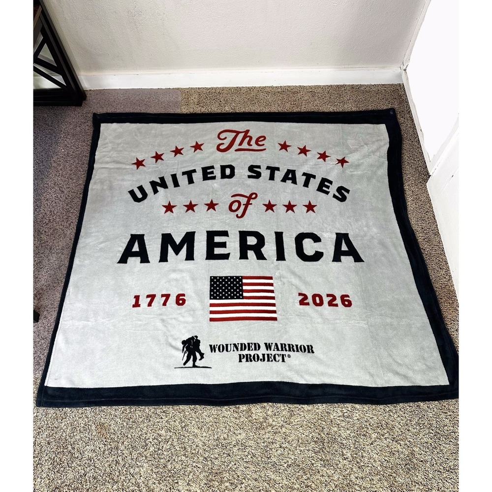 Wounded Warrior Project 1776-2026 Throw Blanket Military Navy Gray 60"x49"